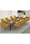 Dec 72 BLK Wooden Dining Table U-Leg, 10-Seater-360cm, Cognac Brown Sherman Oak Finish - 3