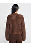 60960 Crew Neck Soft Textured Pocket Buttoned Knitwear Cardigan-Coffee - 2