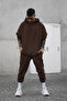 Men's Oversize 3 Thread Cotton Thick Hooded Kangaroo Pocket Leg Elastic Tracksuit Set - 2
