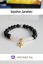 Elegance of Black Natural Stone Bracelet Certified (Obsidian & Pink Quartz)
