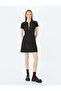 Polo Neck Half Zip Short Sleeve Mini A-Line Dress - 3