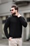 Black Crew Neck Overfit Men's Knitwear Sweater E7402 - 4