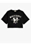 Butterfly Print Short Sleeve Cotton Crop T-Shirt