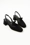 Women's Black Short Heeled Suede Shoes - Stylish Choice for Casual and Invitation Combinations - 3