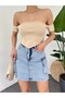 Back Zipper Shoulder Detail Corset Crop