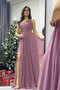 Women's One Shoulder Pleated Flared Evening Dress Navy Blue, Black, Red, Emerald Green, Dusty Rose - 4