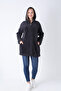 Women's Anthracite Zippered Hooded Pocket Oversize Plush Cardigan - 5
