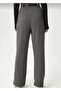 Women's Comfortable Cut Palazzo Pants with Lycra Belt - Anthracite - 5