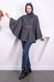 Navy Blue Single Button Belted Poncho - 3