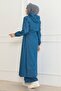 Hooded Waist Lace-Up Denim Suit Light Blue 19235 - 4