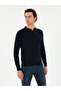 Lacivert Slim Fit Yün Karışımlı Polo Yaka Basic Triko Kazak 50293274-VR033