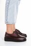 Inside and Outside Genuine Leather Crocodile Burgundy Orthopedic Sole Lace-Up Women's Shoes - 5