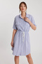 Short Sleeve Striped Dress with Drawstring Waist - 4