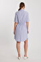 Short Sleeve Striped Dress with Drawstring Waist - 5