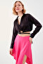 Crop Satin Blouse with Waist Detail - 3