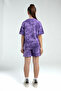 Girl's Crew Neck Allover Printed Summer Regular Fit Purple Shorts Set 362415W-C-V4 - 4