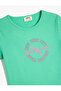 Slogan Print Crew Neck Short Sleeve Cotton Crop T-Shirt - 3