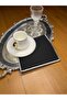 6Pcs Black Gardenia Linen Square Silver Embroidery Embroidered Cocktail Presentation Napkin - 3