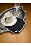 6 Pcs Black Gardenia Linen Silver Embroidery Embroidered Cocktail Presentation Napkin - 3