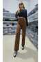 Ramsey Women's Brown Colorfast Lycra Non-Back Pocket Model Cargo Palazzo Trousers - 7