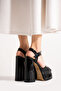 7-9900 Double Platform High Thick Heeled Bridal/Evening Dress Shoes - Black Patent Leather - 3