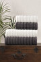 Set of 4 Wave Bath Towel Set Anthracite Cream