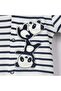 Panda Printed Striped Snap-On Baby Boy Jumpsuit with Triple Booties Gray Melange - 6