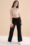Black Wide-Leg Waist Lace-Up Girls Cargo Pocket Jean Trousers 20132 - 5