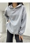 Women's Gray Oversize Rose Gold Three Thread Hooded Sweatshirt - 2
