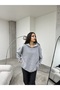 Women's Gray Oversize Rose Gold Three Thread Hooded Sweatshirt - 6
