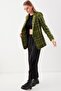 Long Collar Detailed Patterned Jacket - 4