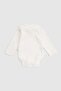 2-Piece Long Sleeve Adjustable Snap Fastener Organic Cotton Bodysuit Twig Ecru - 4