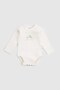 2-Piece Long Sleeve Adjustable Snap Fastener Organic Cotton Bodysuit Twig Ecru - 3