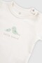 2-Piece Long Sleeve Adjustable Snap Fastener Organic Cotton Bodysuit Twig Ecru - 6
