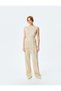 Belt Detail Crew Neck Sleeveless Pleated Blouse - 2
