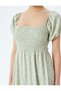 Balloon Sleeve Square Neck Gipeli Floral Long Dress Bürümcük - 5