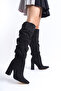 Women's Special Design Long Gusseted Pointed Toe Pull Thick High Heels - 2
