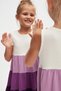 Ecru-Purple Layered Colorful Girls' Short Sleeve Dress - 6