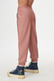 Powder Pink Girls' Winter Leather Pants with Snap Fastener and Drawstring - 4