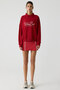 Steffi Women's Knitwear Polo Neck Print Detailed Relaxed Red Sweatshirt - 4