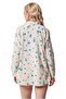 Women's Beige Blue Mini Floral Print Linen Shirt - 4