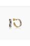 Gold Claret Red Enameled Zircon Stone Detailed Design Earrings