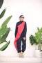 Ocean Fuchsia Stripe Navy Blue Design Hijab Jumpsuit Swimsuit - 2