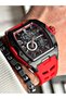 Black Color Steel Case Automatic Sport Silicone Business Men's Wrist Watch+Bracelet