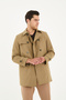Madrid Men's Light Khaki Double-Breasted Collar Standard Fit Cotton Trench Coat - 4