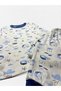 Boy's 100% Cotton White Blue Crescent Star Night Themed Long Sleeve Sleep Pajamas Set - 4