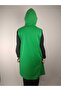 Women's Pistachio Green Hooded Button Pocket Sleeveless Two Thread Long Vest - 3