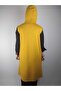 Women's Mustard Hooded Button Pocket Sleeveless Two Thread Long Vest - 3