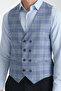 Plaid Print V-Neck Double Breasted Vest Slim Fit