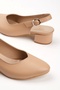 Daily 3 cm Short Thick Heeled Shoes Nude - 4